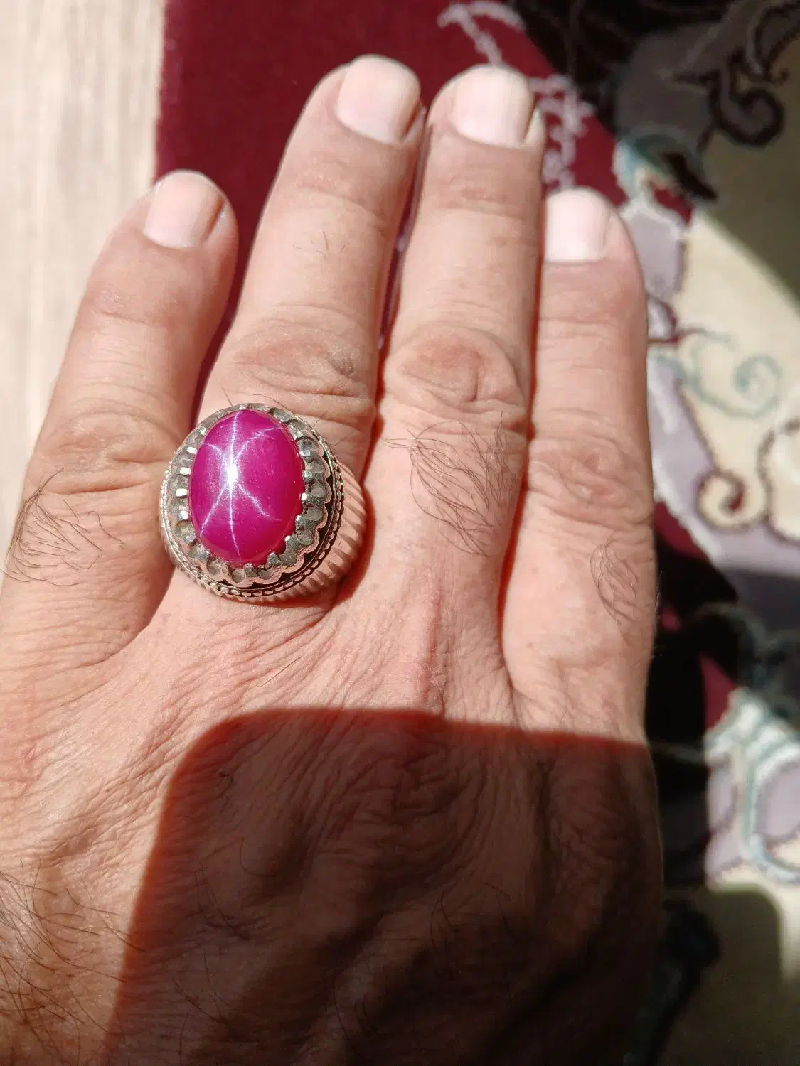 انگشتری نقره یاقوت استارزیبا|جواهرات|خمینی‌شهر, |دیوار