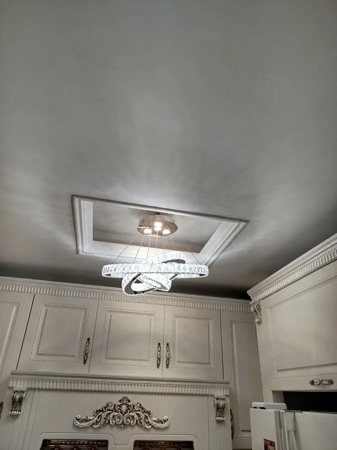 لوستر سقفی تمام کریستال بدنه استیل اس ام دی|لوستر و چراغ آویز|فردیس, شهرک هفده شهریور|دیوار