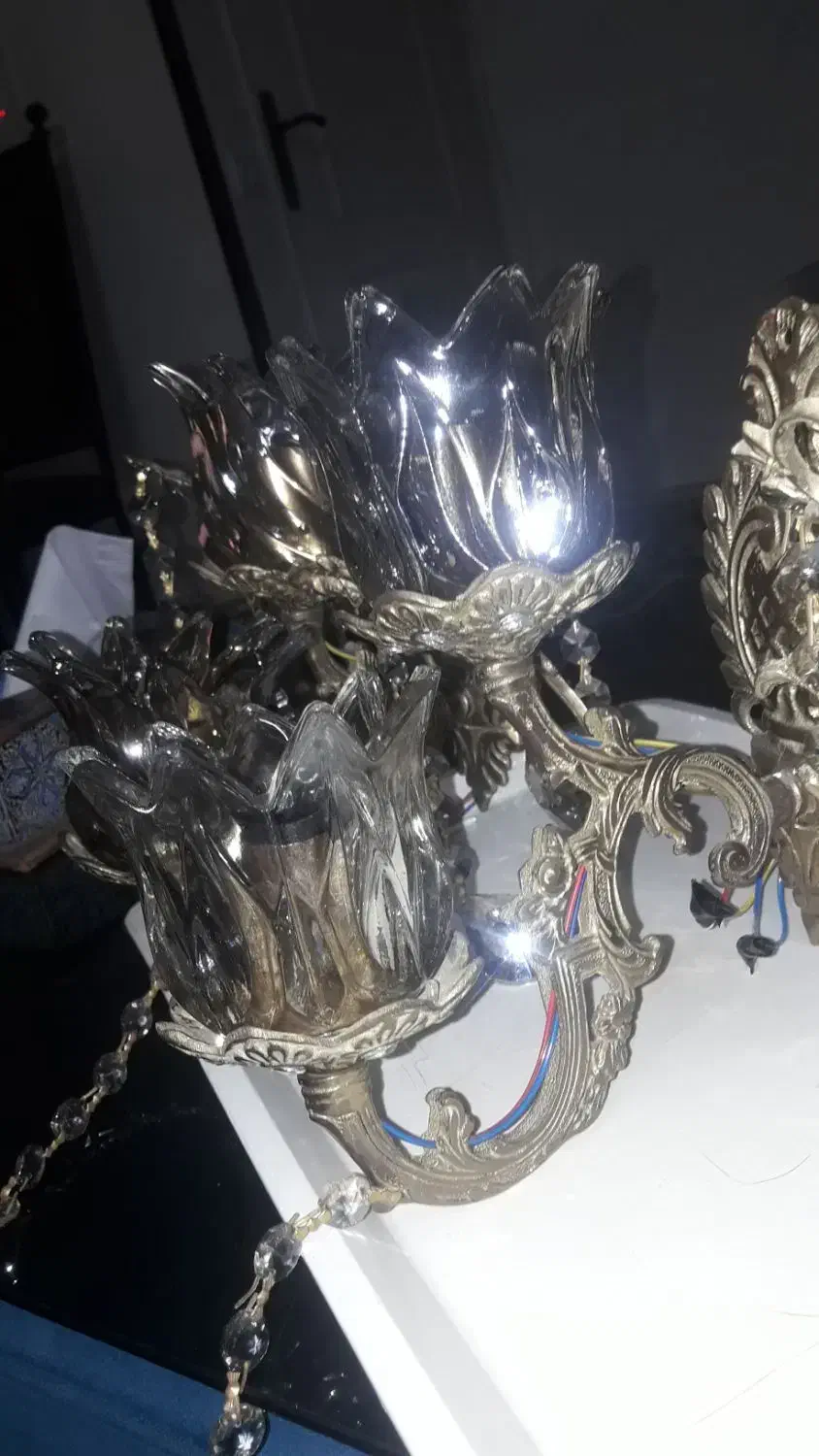 لوستر دیواری  دو شاخه  برنز|لوستر و چراغ آویز|چهارباغ, |دیوار