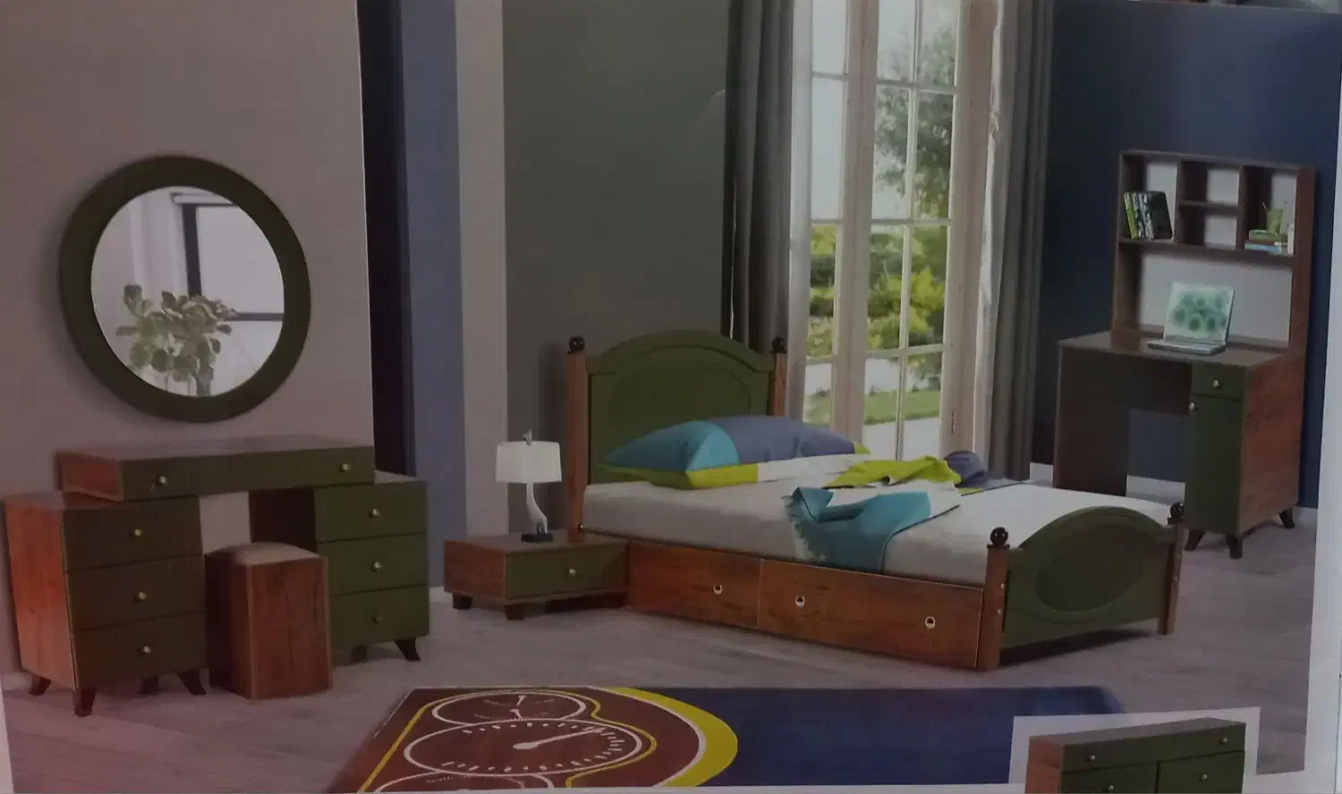 تخت نوجوان|تخت و سرویس خواب|هشتگرد, شهرک راه آهن|دیوار