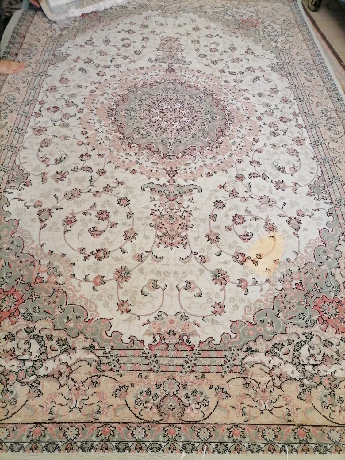 فرش ماشینی کرم رنگ یکسال کار کرده|فرش|کرج, باغ سیب|دیوار