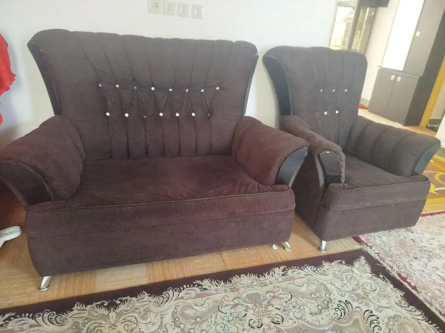 فروش مبل هفت نفره با بوفه شیشه ای|مبلمان خانگی و میز عسلی|کازرون, |دیوار