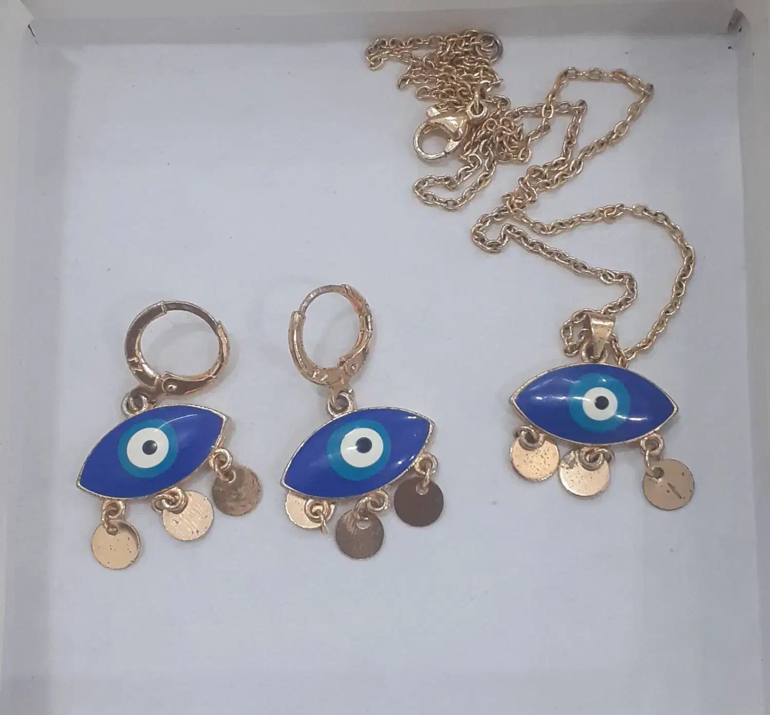 ست گردنبند و گوشواره طرح چشم نظر|بدلیجات|ایلام, |دیوار