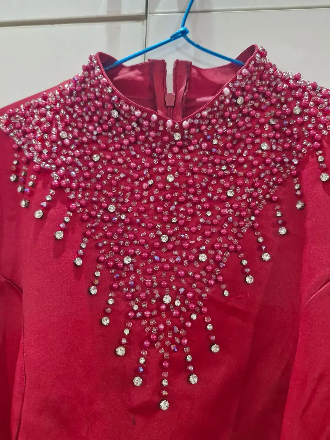 لباس مجلسی پیراهن مجلسی قرمز شب یلدا زرشکی|لباس|قیامدشت - خاورشهر, |دیوار