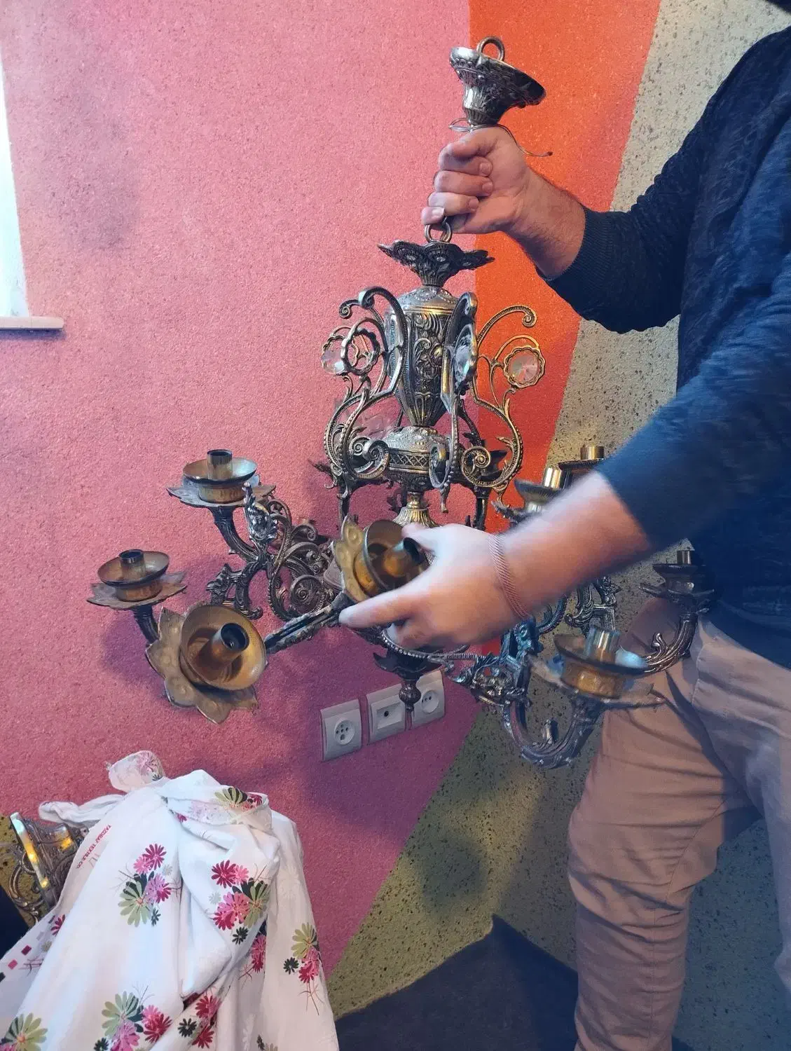 لوستر برنز سنگین وزن|لوستر و چراغ آویز|اردبیل, |دیوار