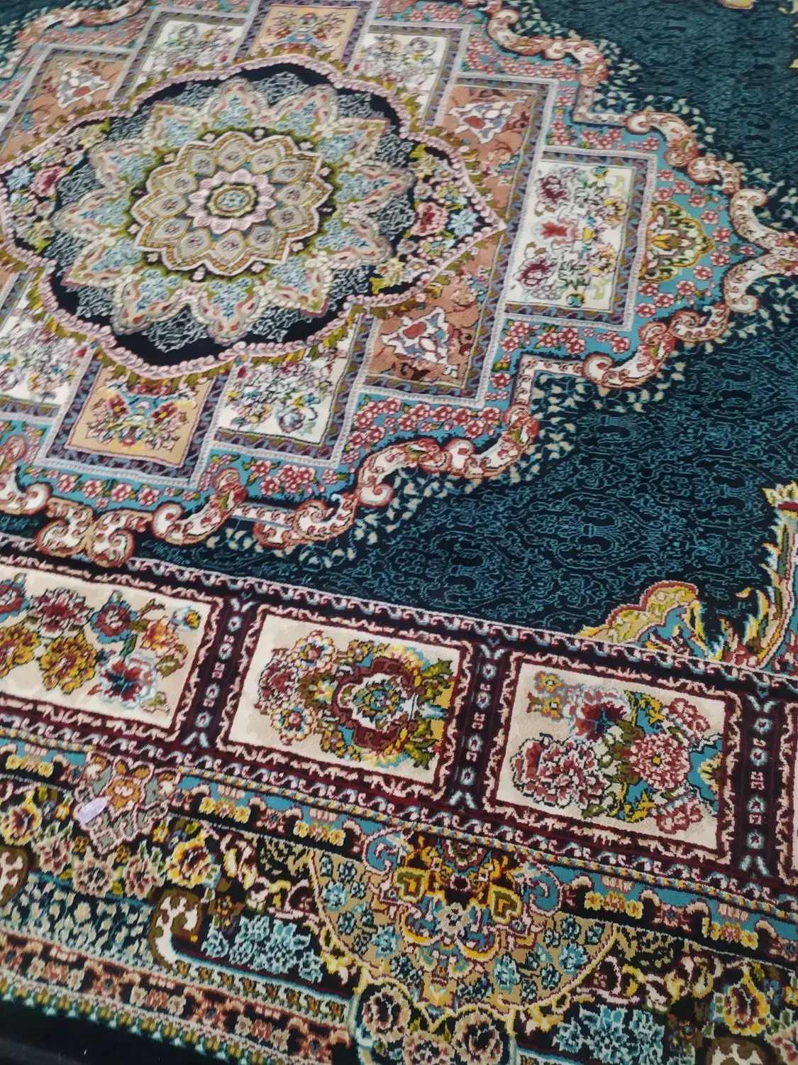 یک جفت فرش شش متری فیروزه ای نو|فرش|کتالم و سادات شهر, |دیوار