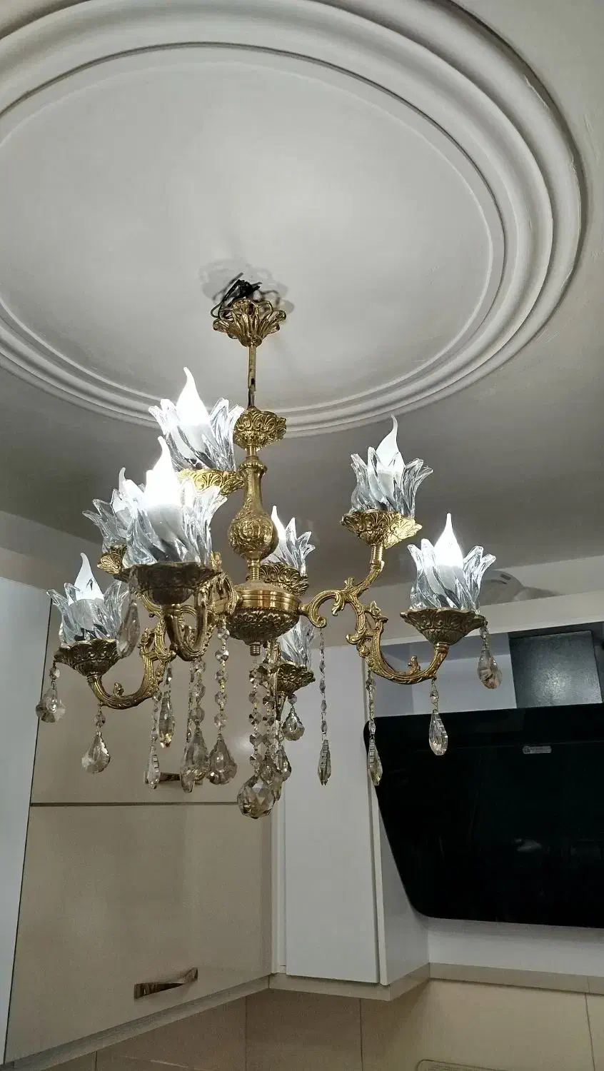 لوستر 4شاخه 8لامپ|لوستر و چراغ آویز|تبریز, |دیوار