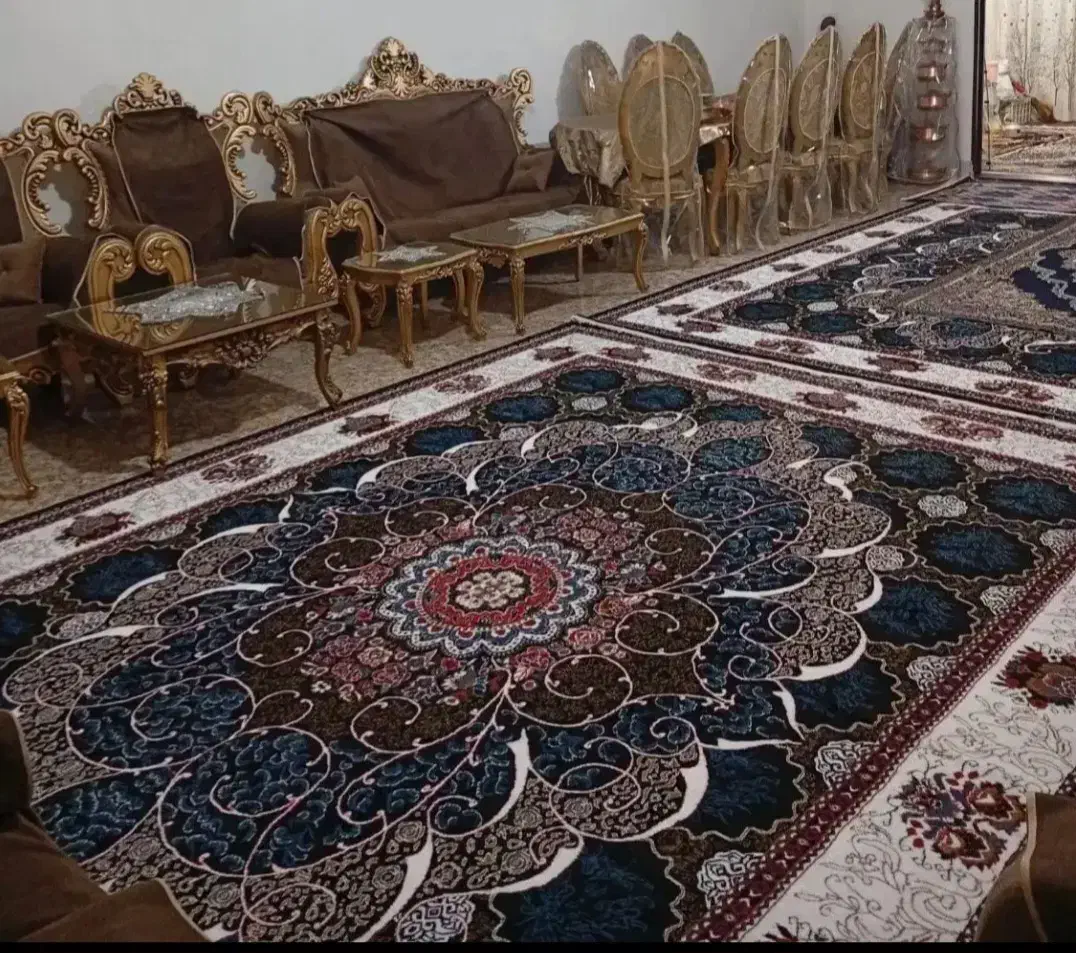 دوتخته فرش سرمه ای ۳×۴|فرش|نیشابور, پاستور|دیوار