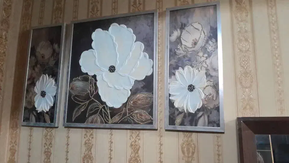 ست تابلو گل برجسته با طرح طلاکوب.|صنایع دستی و سایر لوازم تزئینی|رشت, دیلمان|دیوار