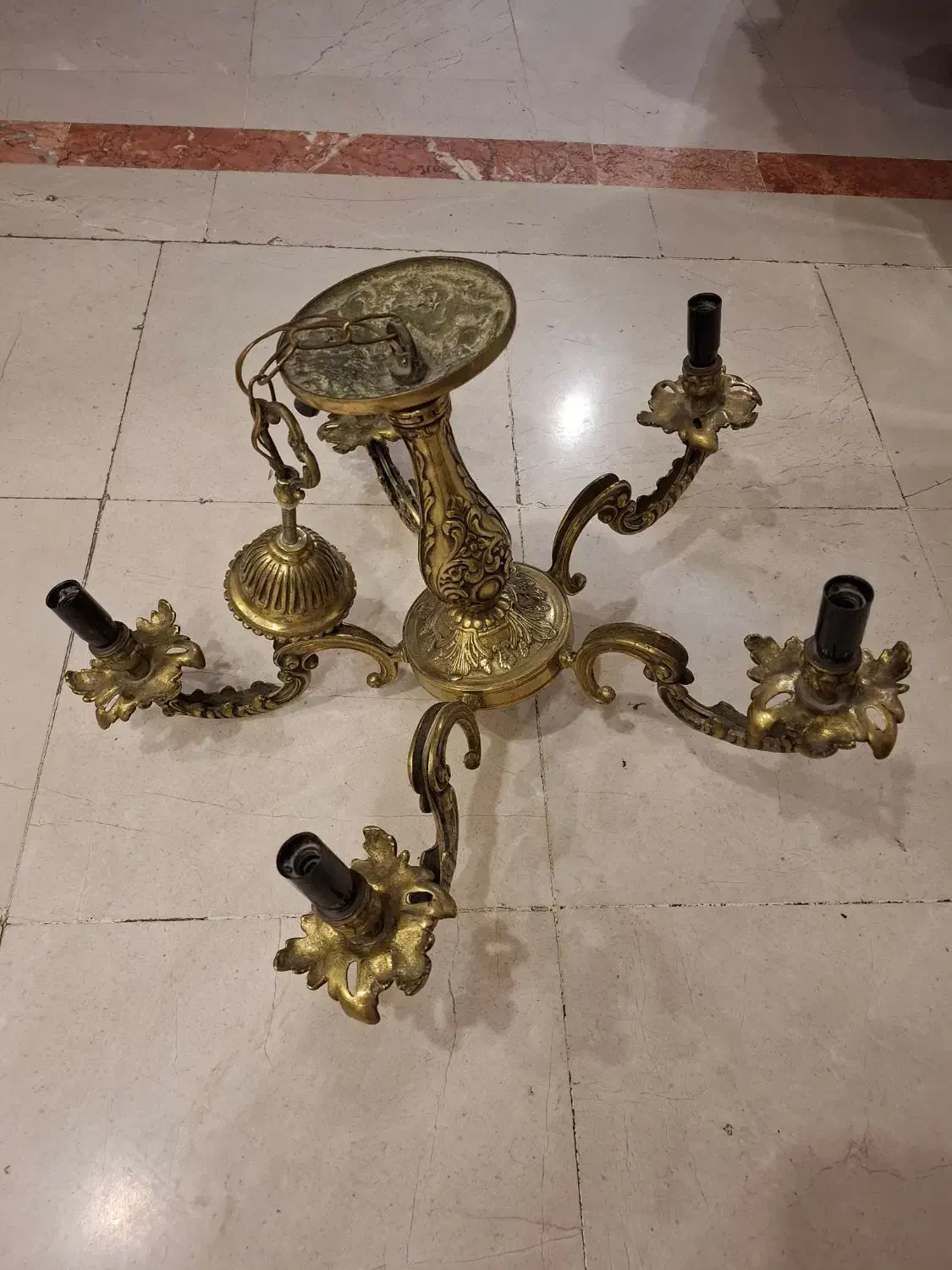 لوستر ۵ شاخه برنز|لوستر و چراغ آویز|تهران, اختیاریه|دیوار