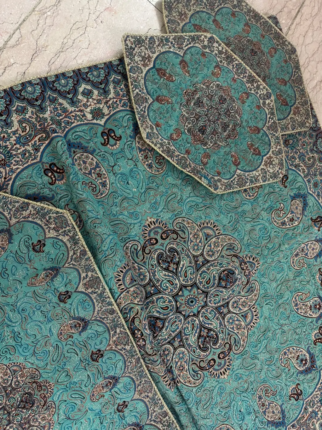 ست ۵ تیکه ترمه عروس اصل|پرده، رانر، رومیزی|تهران, منیریه|دیوار