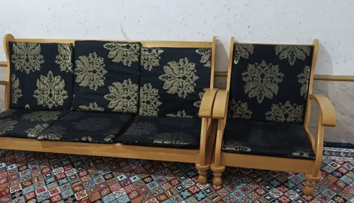 مبل تمام چوبی 7 نفره|مبلمان خانگی و میز عسلی|هرمز, |دیوار