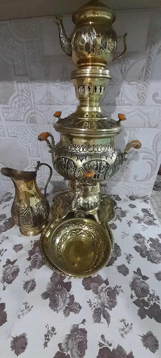 سماور سیاه قلم زیبا وانتیک نو نو اک|سماور، چایساز، قهوهساز|ارومیه, |دیوار