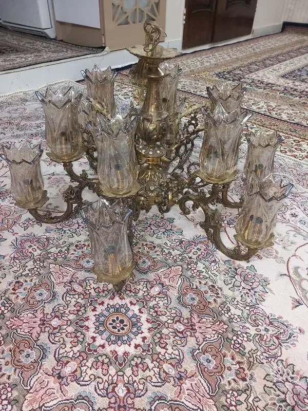 لوستر برنز ۶ شاخه|لوستر و چراغ آویز|بروجرد, |دیوار