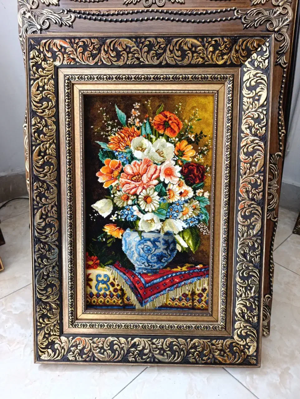 تابلوفرش دستبافت گل مناسب کادو/ فروشگاه ماندگار|تابلو فرش|تهران, بوستان جنگلی لویزان|دیوار