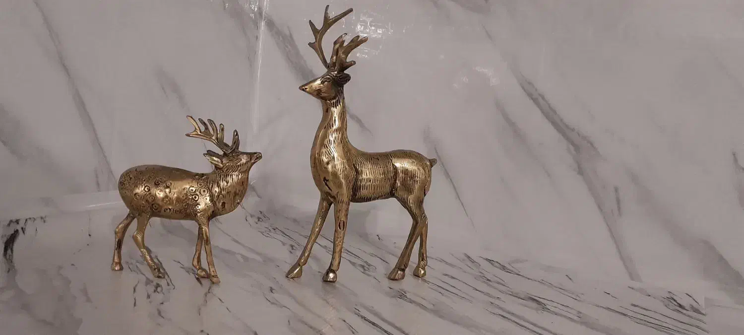 دو عدد آهوی برنز و جای دستمال|مجسمه، تندیس، ماکت|اهر, |دیوار