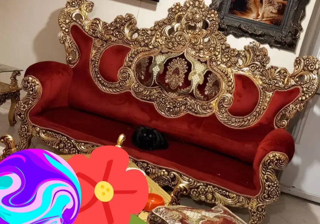 مبل ۳ نفره سلطنتی ورق طلا|مبلمان خانگی و میز عسلی|محمدشهر, همایون ویلا|دیوار