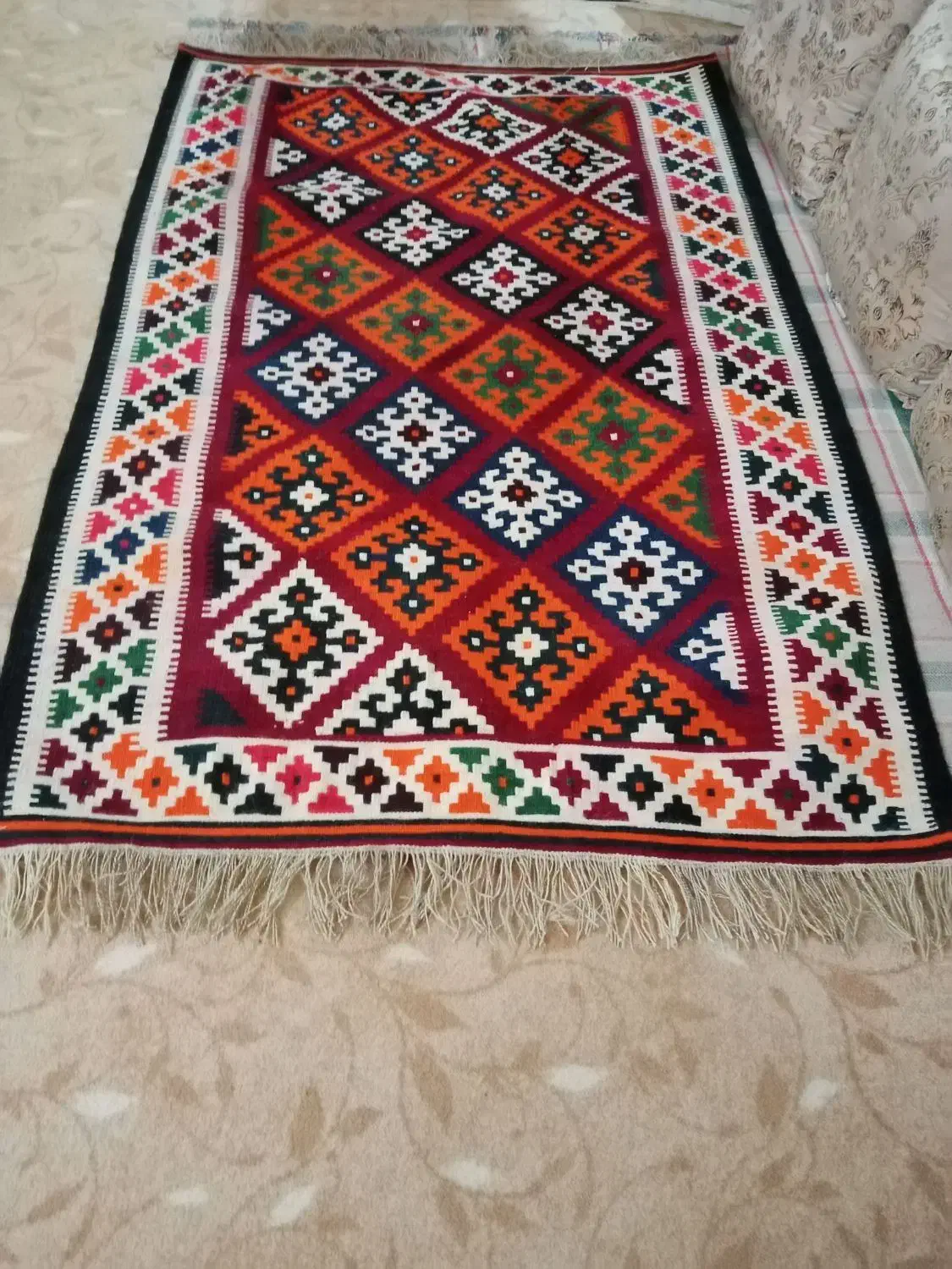 گلیم دستباف پشمی|گلیم، جاجیم، گبه|خورموج, |دیوار