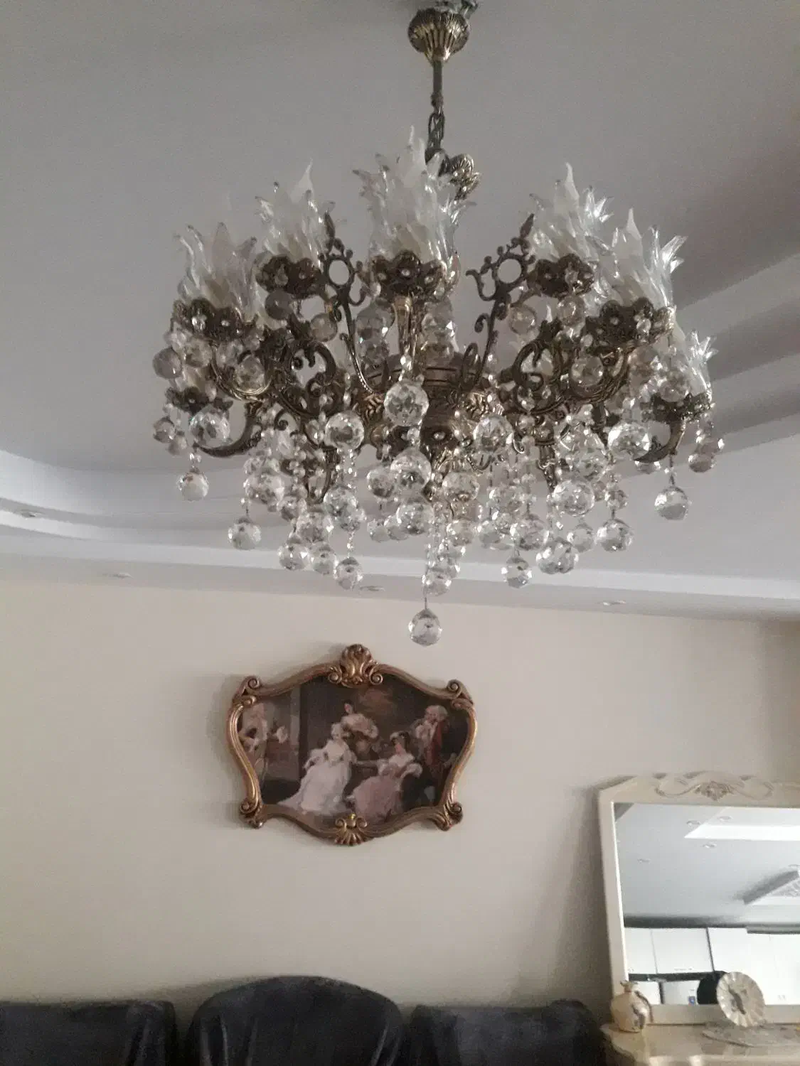 دوعدد لوستر ویک دیوارکوب درکهریزک|لوستر و چراغ آویز|کهریزک, |دیوار