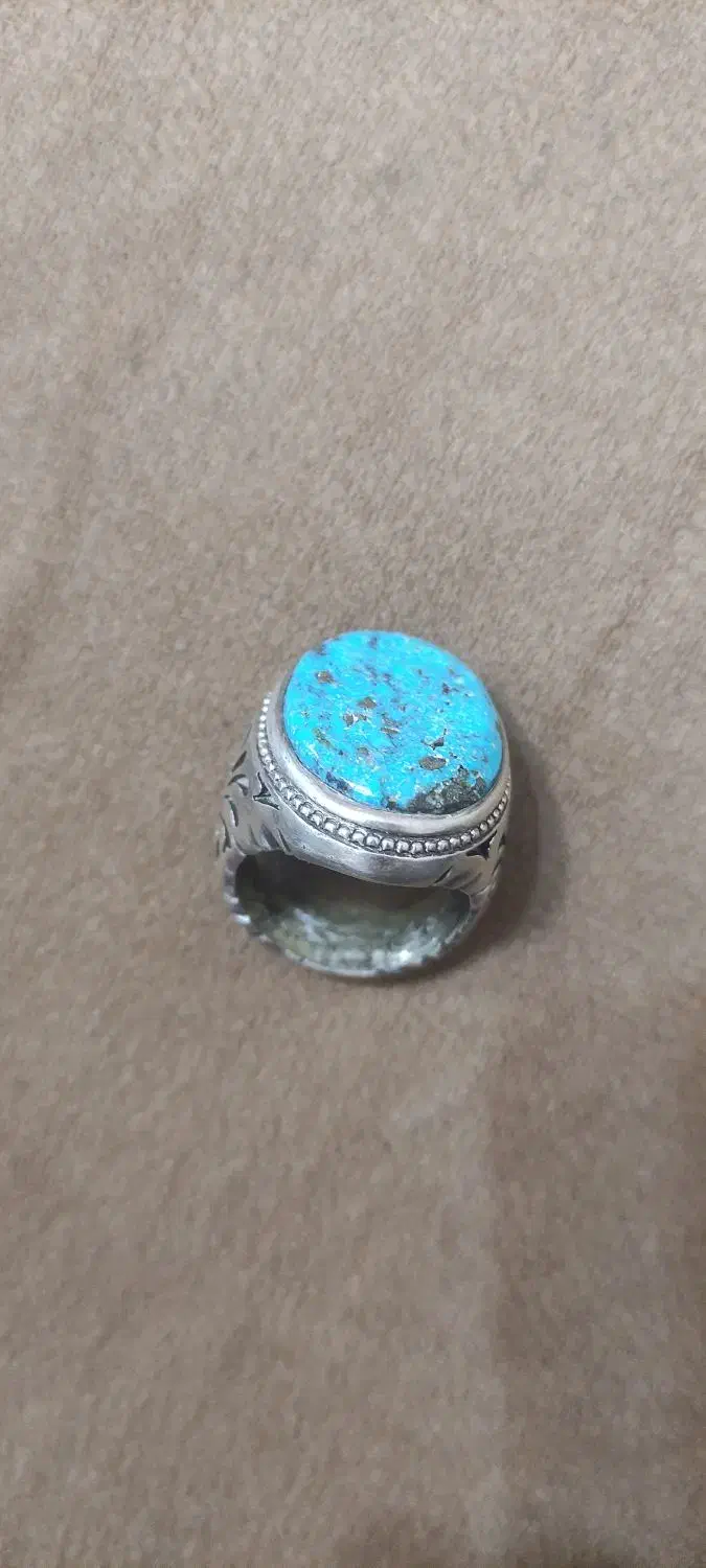 انگشترنقره فیروزه نیشابور مردانه درشت|جواهرات|ارومیه, |دیوار