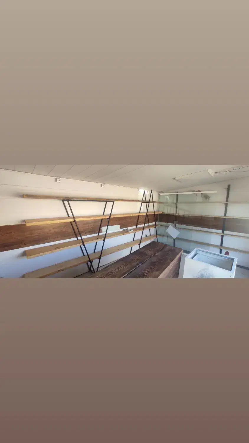 دکور کاملا نو فلزی چوبی .چوب روس|کتابخانه، شلف، قفسههای دیواری|شیراز, سینما سعدی|دیوار