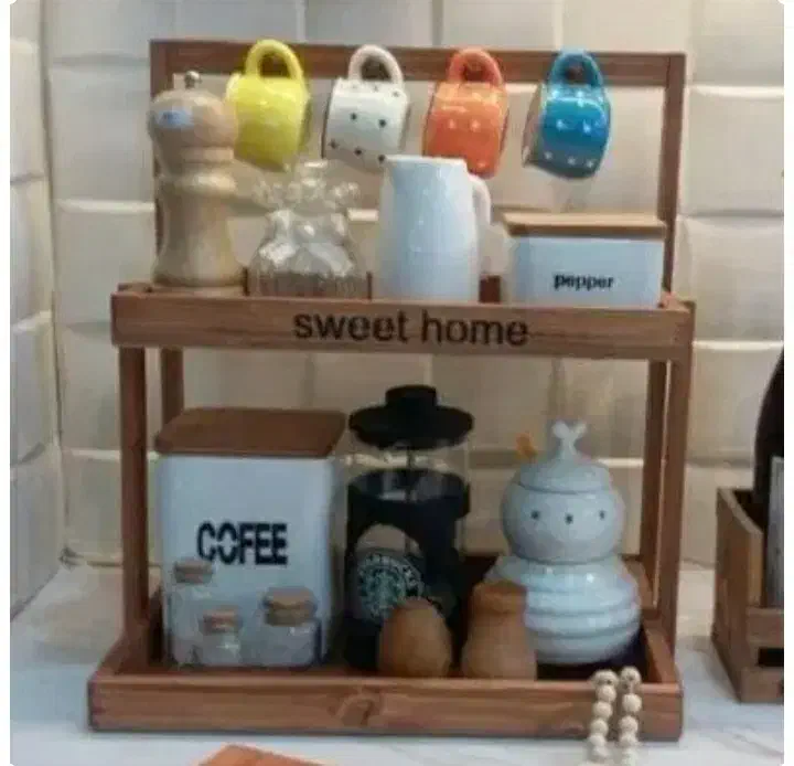 استند کاربردی نظم دهنده اشپزخانه دوطبقه چوبی|آبچکان و نظمدهنده ظروف|تربت جام, بیست متری منبع آب|دیوار