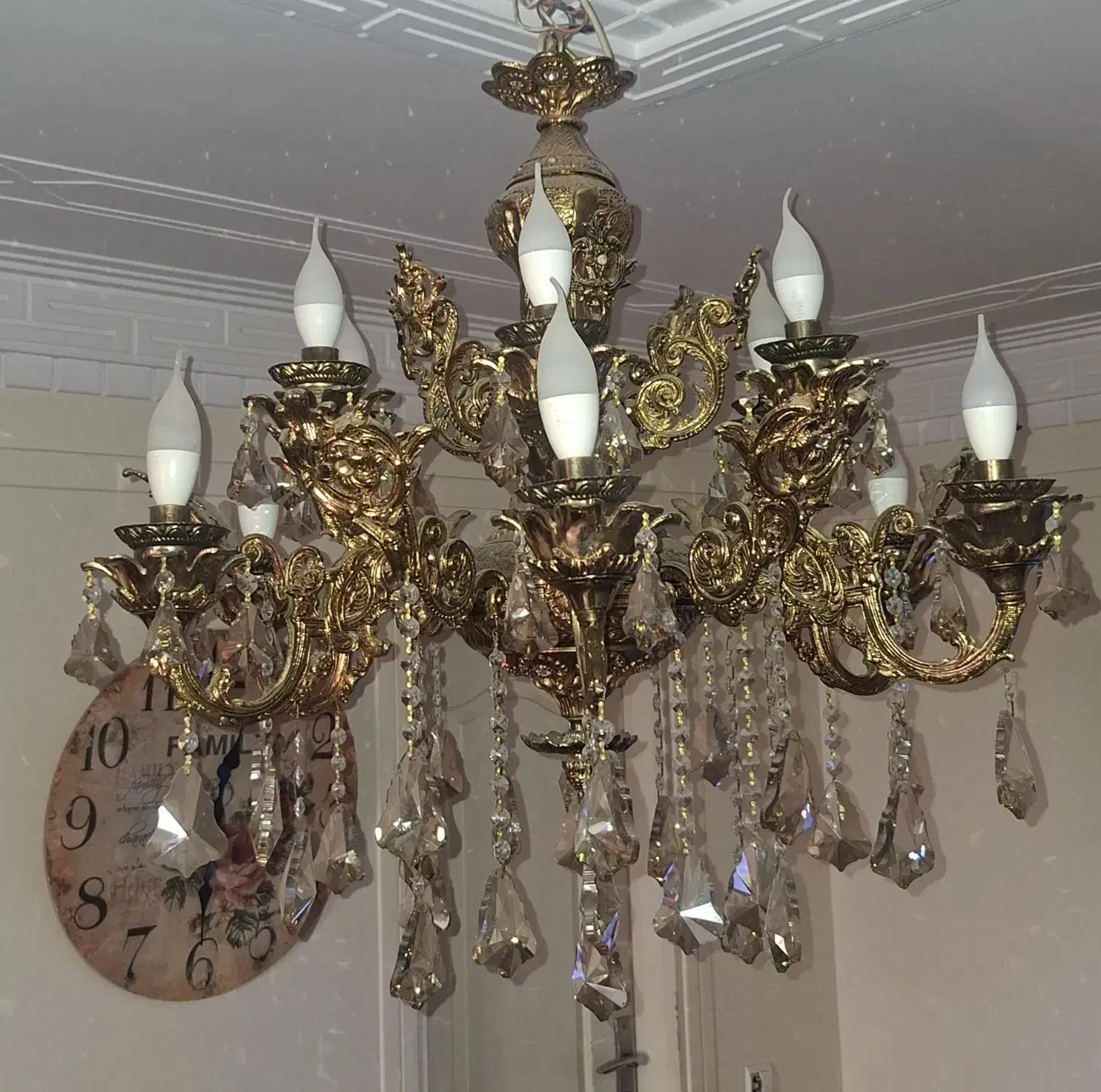 لوستر برنجی 6 شاخه 12 شعله|لوستر و چراغ آویز|تهران, منیریه|دیوار