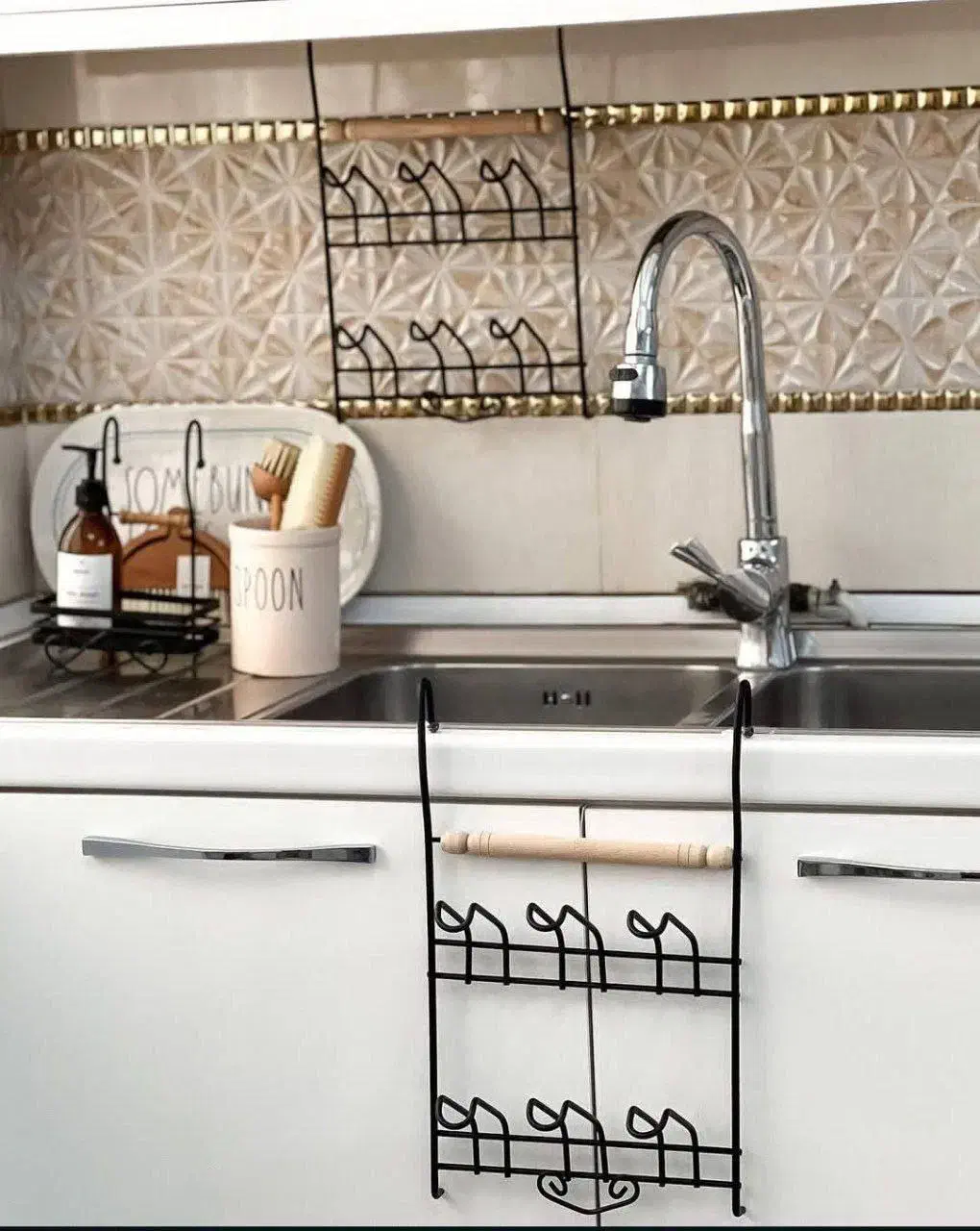 استند لیوان فلزی طرح چوب شیک و لوکس|آب‌چکان و نظم‌دهنده ظروف|سیرجان, |دیوار