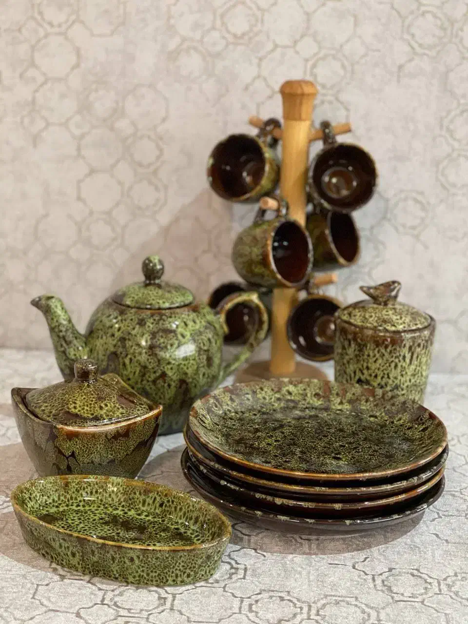 فروش تک و عمده ظروف پر طاووسی|ظروف سرو و پذیرایی|مشکیندشت, |دیوار