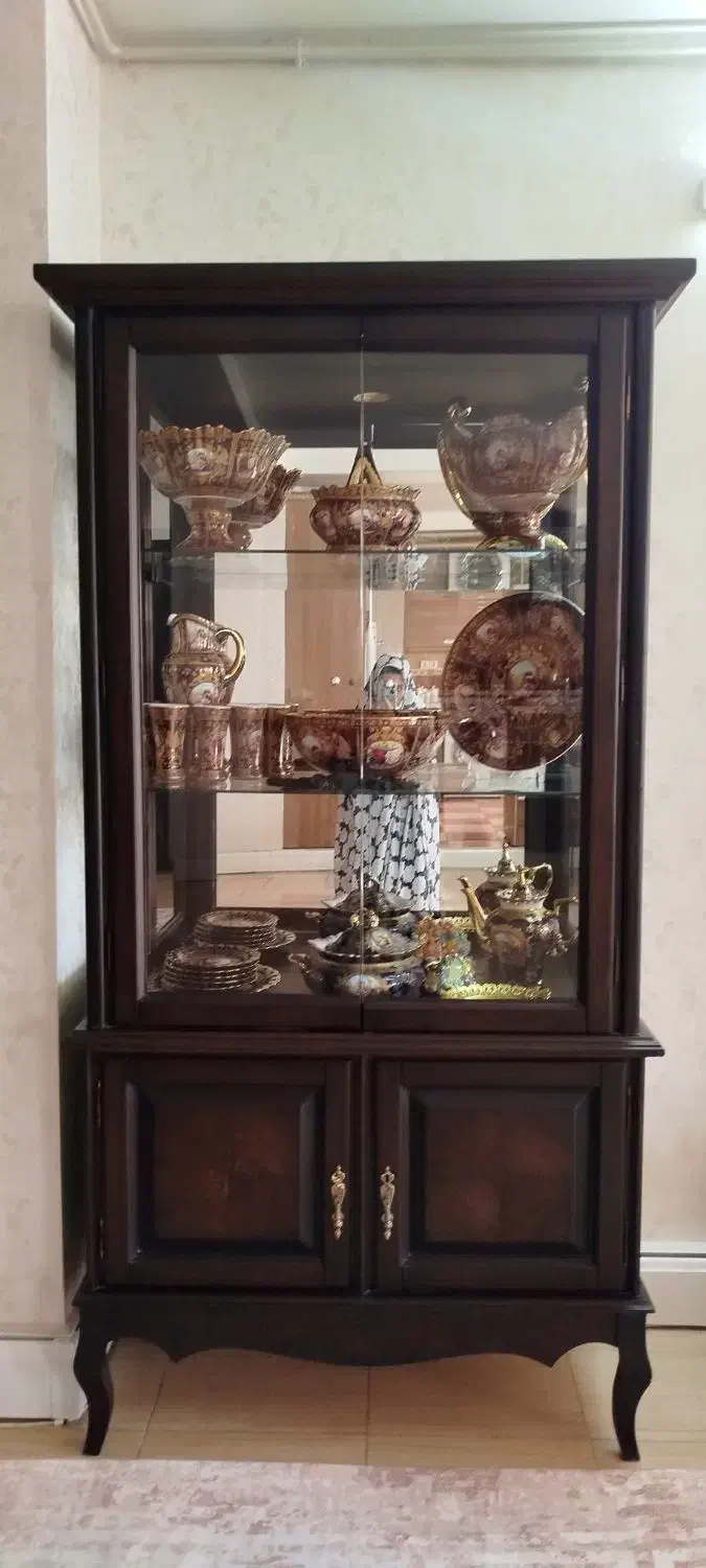 بوفه دو تکه چوبی|بوفه، ویترین، کنسول|بروجرد, |دیوار