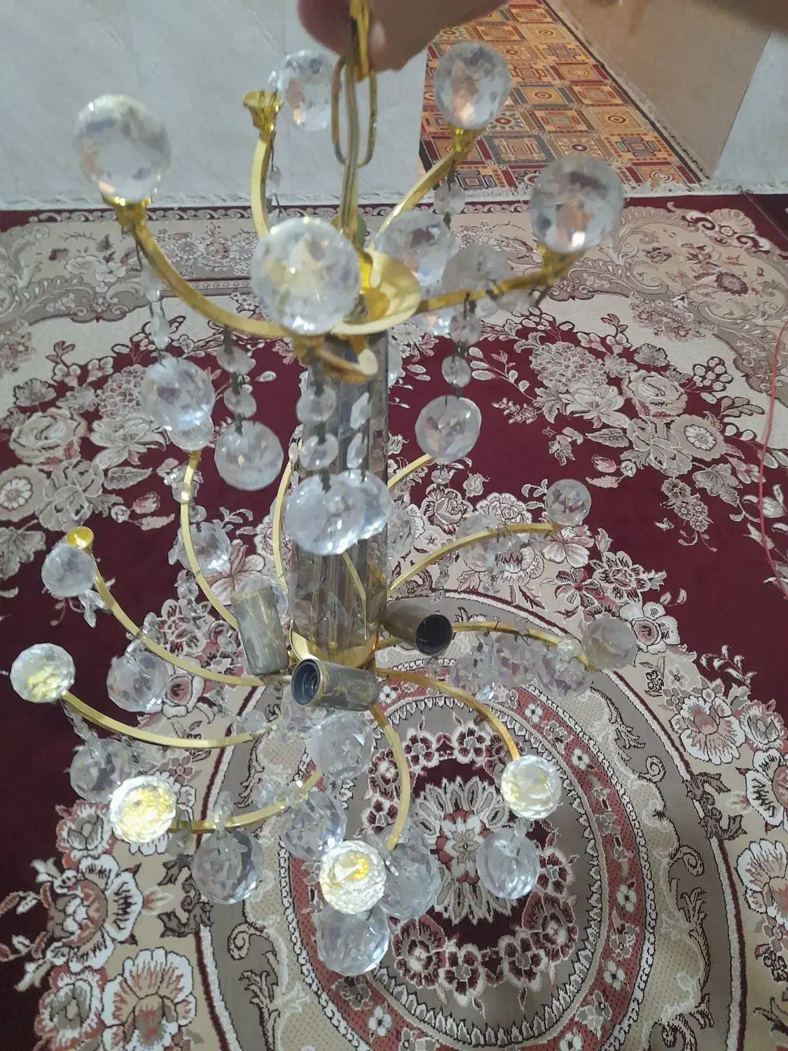 لوستر برنجی کریستالی|لوستر و چراغ آویز|قرچک, شهرک گلها|دیوار