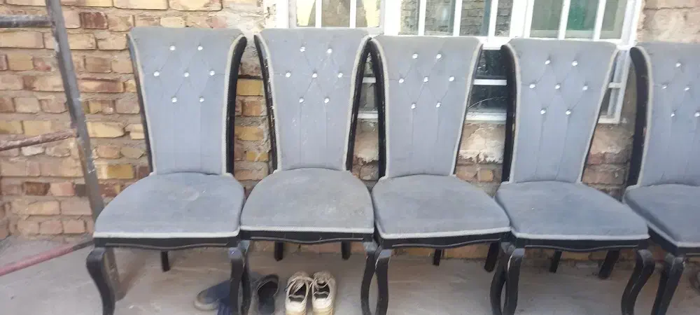 صندلی پایه چوب گردوروکش طوسی مخمل|میز و صندلی غذاخوری|تربت جام, یحیی آباد|دیوار