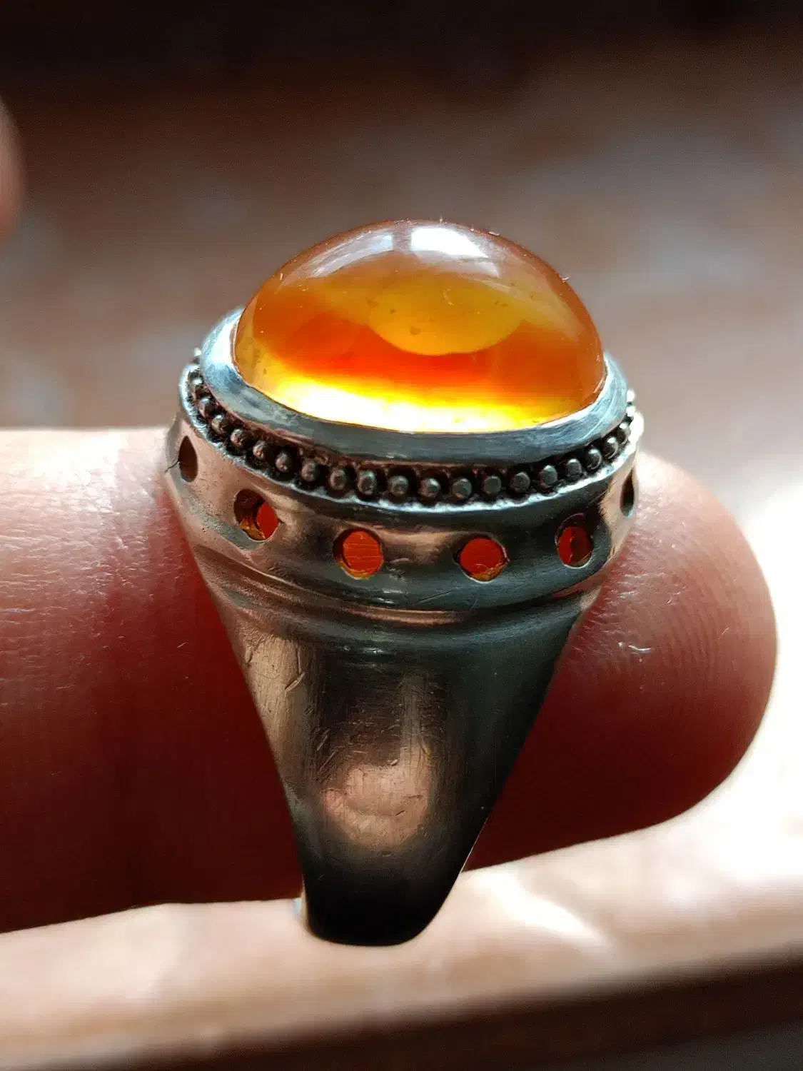 انگشتر عقیق یمنی پرتقالی مصور|جواهرات|اردبیل, |دیوار