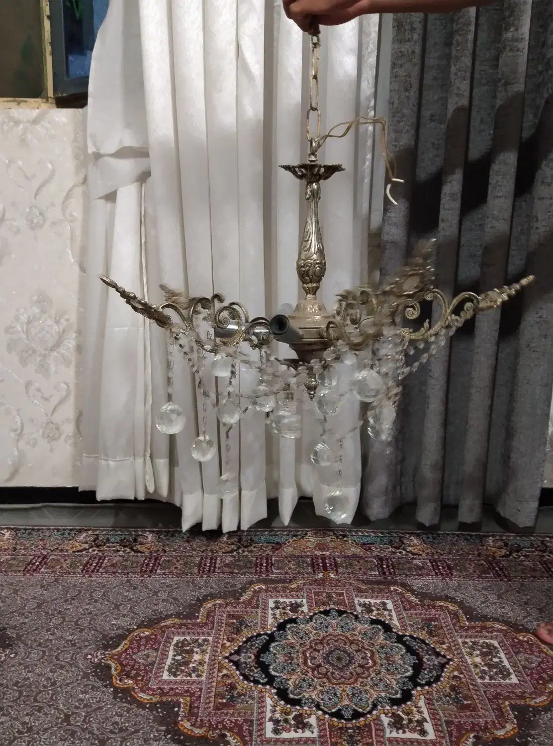 لوستر برنجی قدیمی|لوستر و چراغ آویز|زاهدان, |دیوار