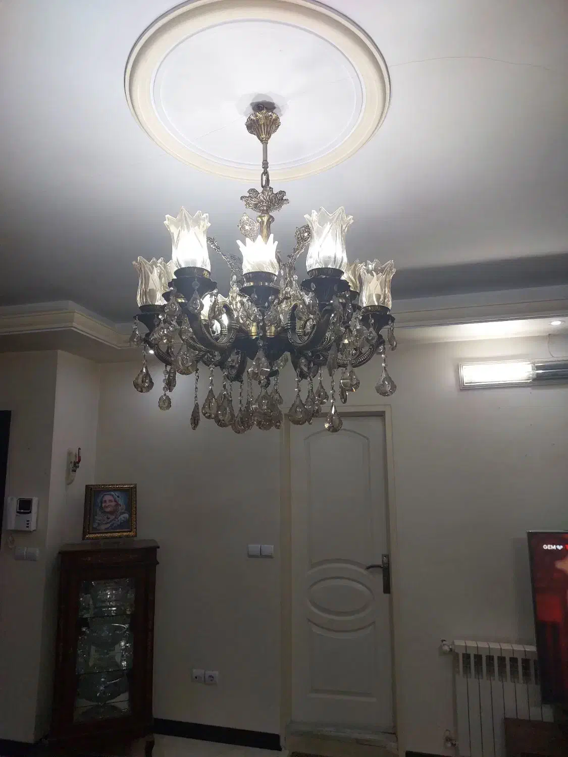 لوستر برنج همراه دیوار کوب|لوستر و چراغ آویز|تهران, افسریه شمالی|دیوار