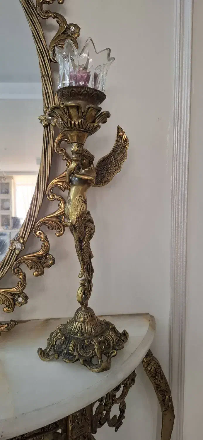 اینه وشمعدان برنجی|بوفه، ویترین، کنسول|ری, دیلمان|دیوار