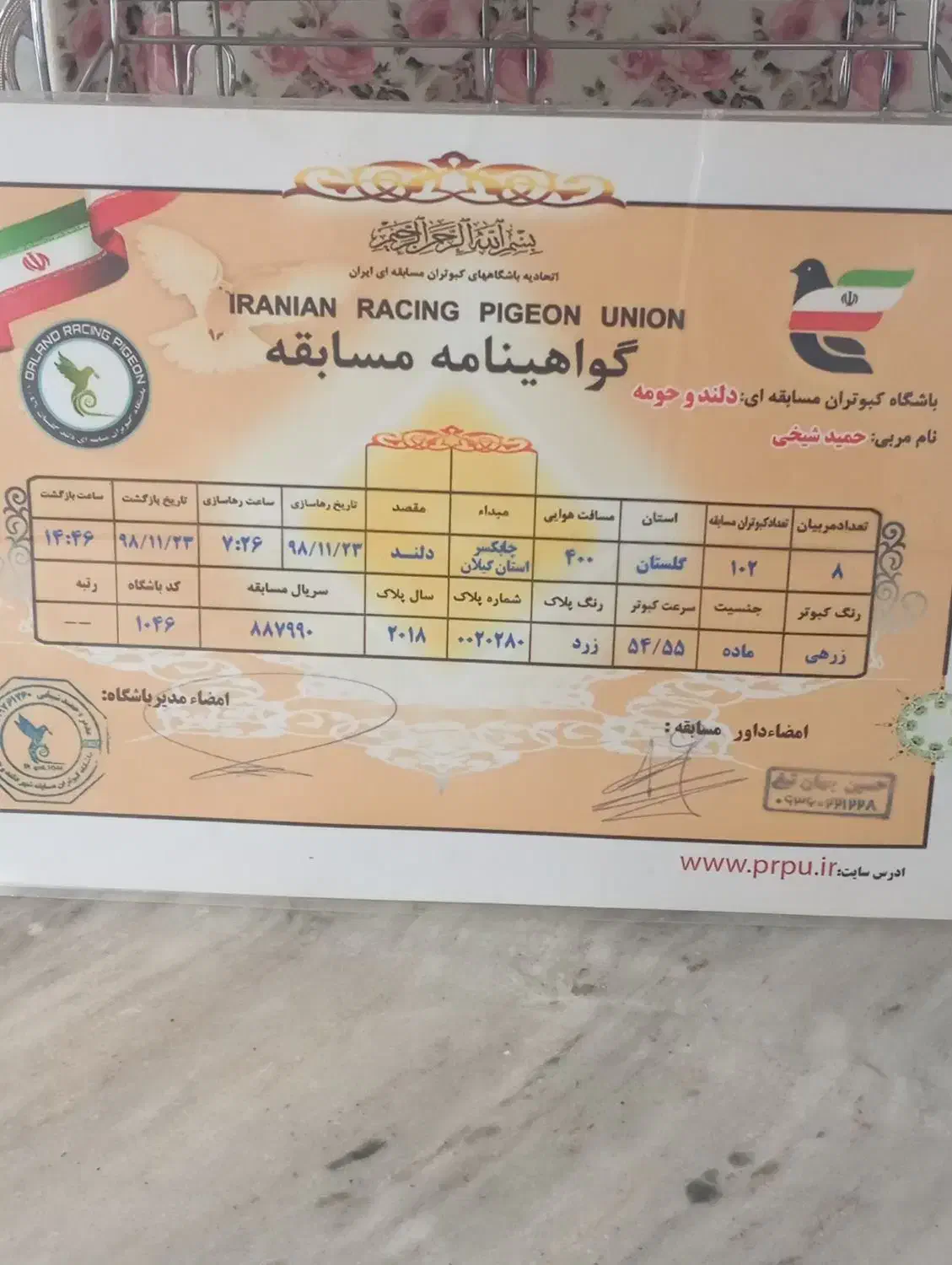 پلاکی مسافتی|پرنده|دهبکری, |دیوار