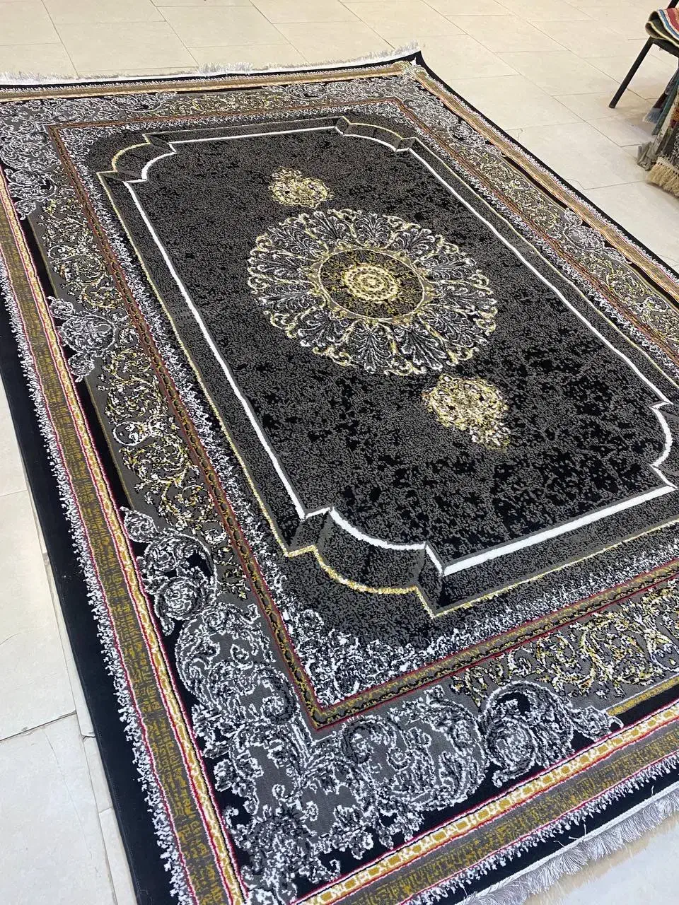 فرش ۳ در ۴ مانلی سرمه ای نگین مشهد|فرش|جیرفت, |دیوار