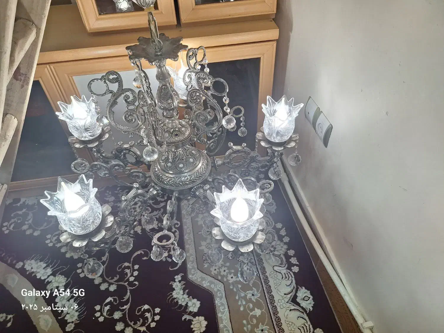 فروش لوستر ۵ شعله همراه با لامپ های شمعی|لوستر و چراغ آویز|بیرجند, |دیوار