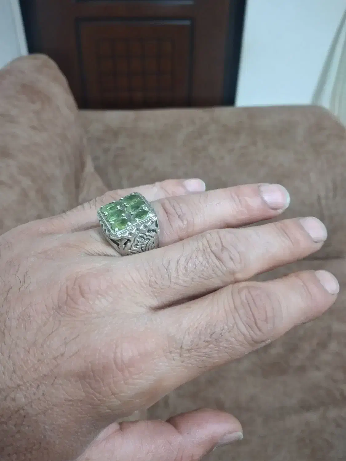 انگشتر نقره کار دست .سنگ زمرد معدنی .|جواهرات|لنگرود, |دیوار