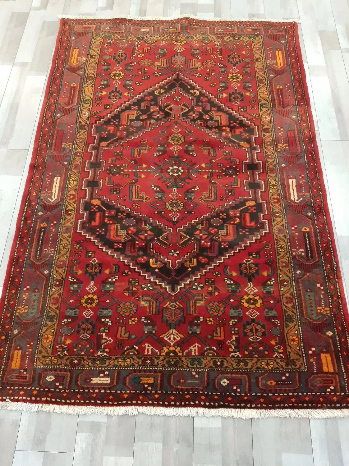 قالیچه سه متری بافت زنجان کرک رنگ طبیعی لاکی|فرش|تهران, حر|دیوار