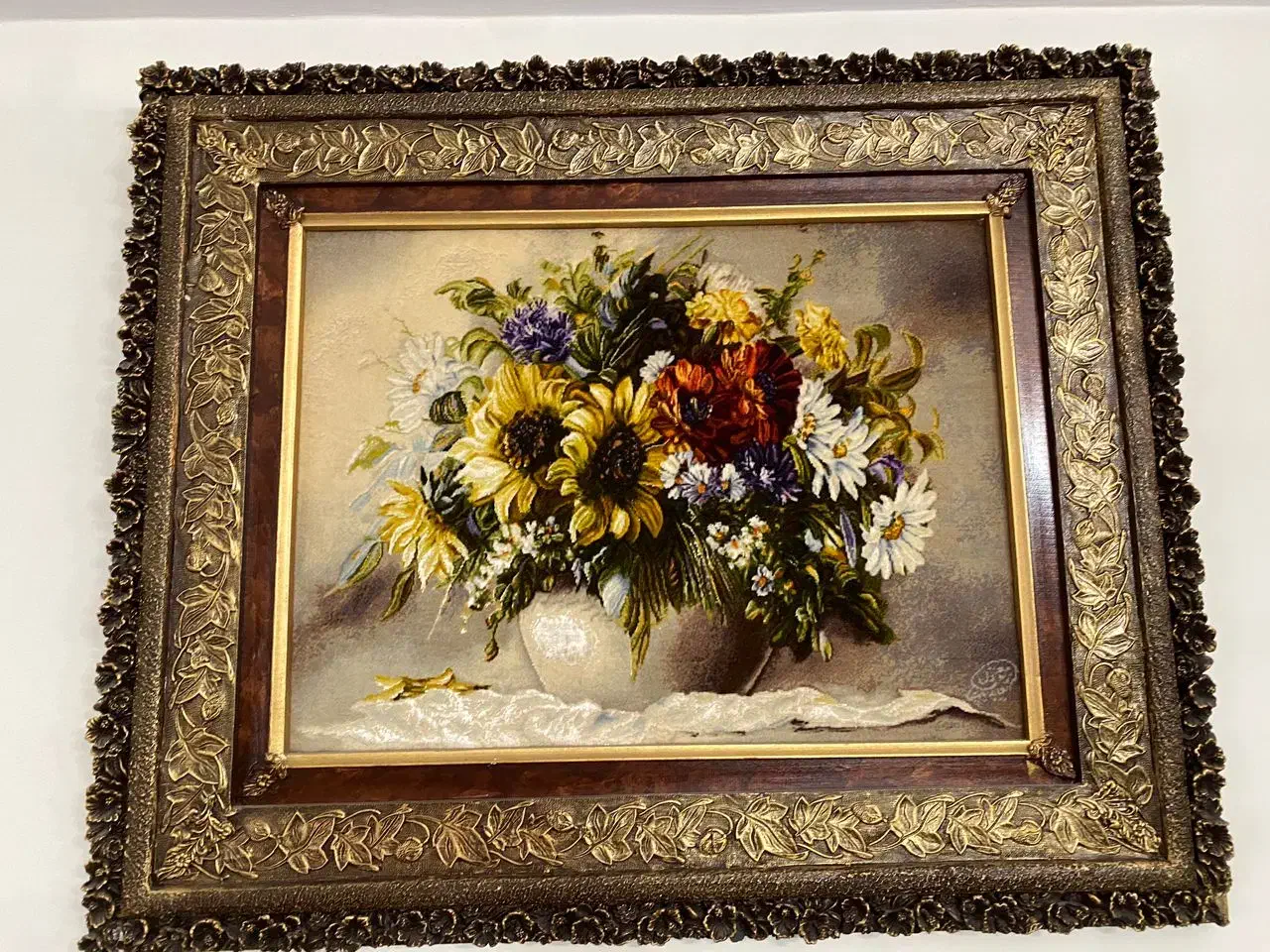 تابلو فرش دستباف تبریز/چله ابریشم طرح گل و گلدان|تابلو فرش|تهران, سعادتآباد|دیوار