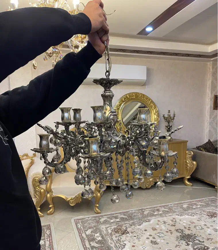 لوستر آبکاری نقره|لوستر و چراغ آویز|ورامین, ورامین|دیوار