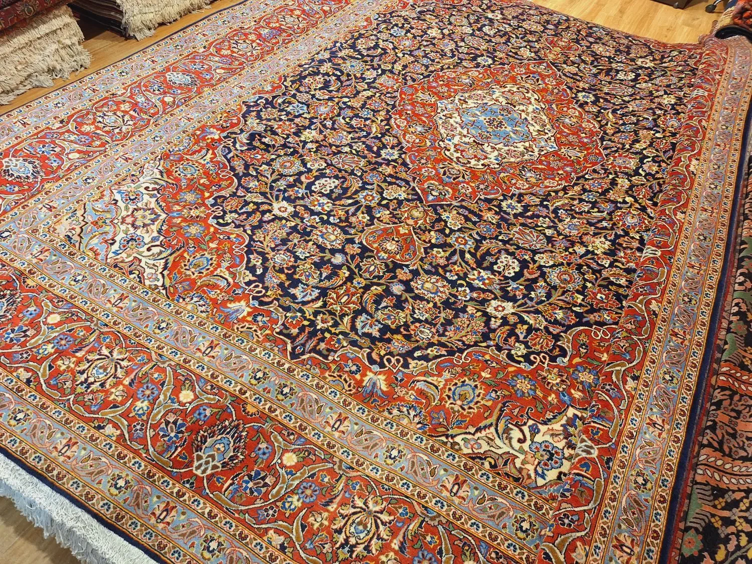 قالی ۱۲ متری دستباف کرک کاشان سرمه ای|فرش|تهران, اکباتان|دیوار