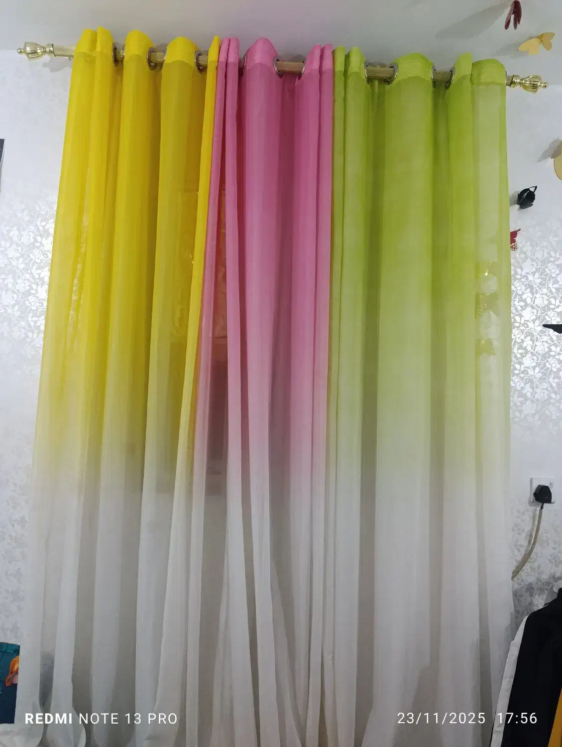 دوعددپرده همراه چوب پرده در حد نو|پرده، رانر، رومیزی|امیدیه, |دیوار