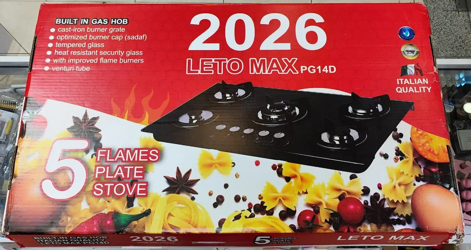 اجاق گاز شیشه ای 5شعله لتو مدل Leto Max PG14D|اجاق گاز و لوازم برقی پختوپز|فولادشهر, B4|دیوار