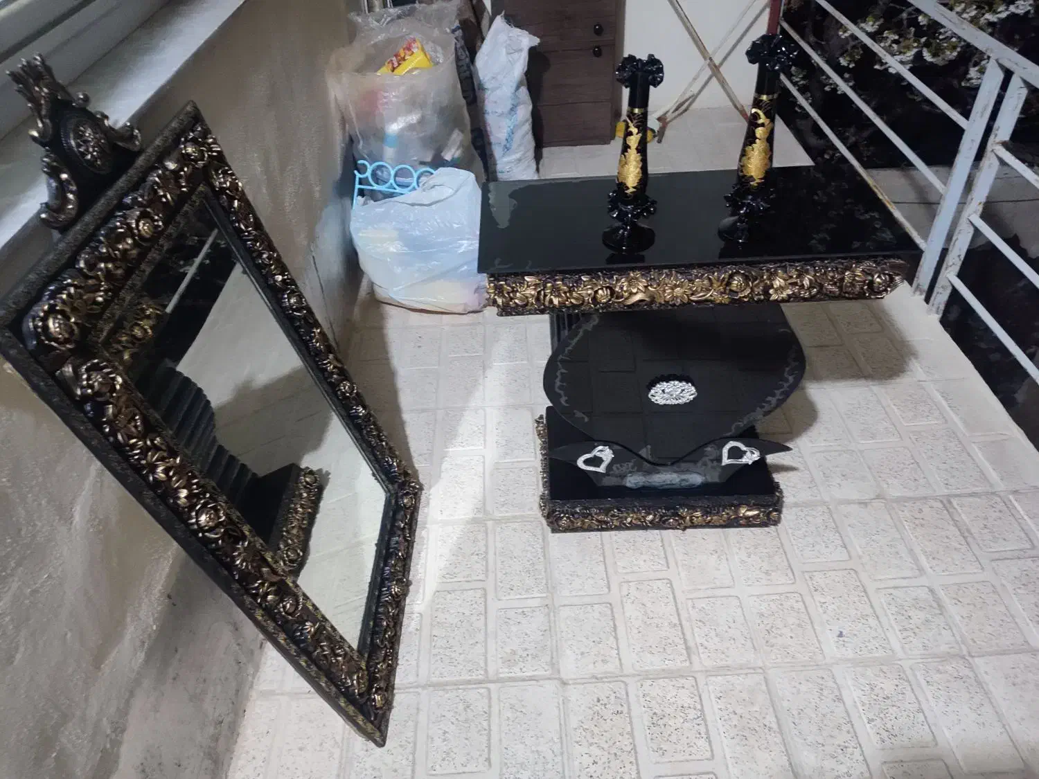 آینه شمعدان سلطنتی طلایی|صنایع دستی و سایر لوازم تزئینی|خلخال, |دیوار