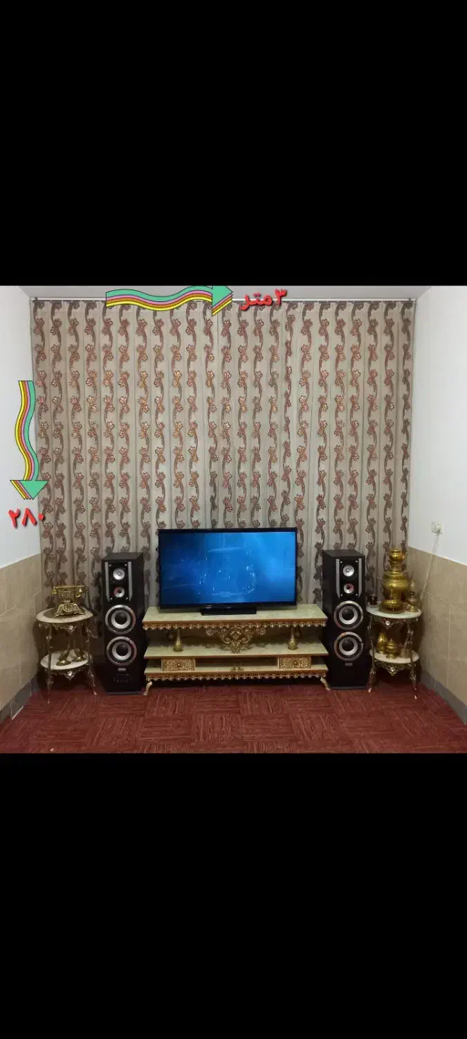 پرده پذیرایی سالم   عرض  پرده ۳متر و ارتفاع ۲/۸۰|پرده، رانر، رومیزی|قم, علی آباد سعدگان|دیوار