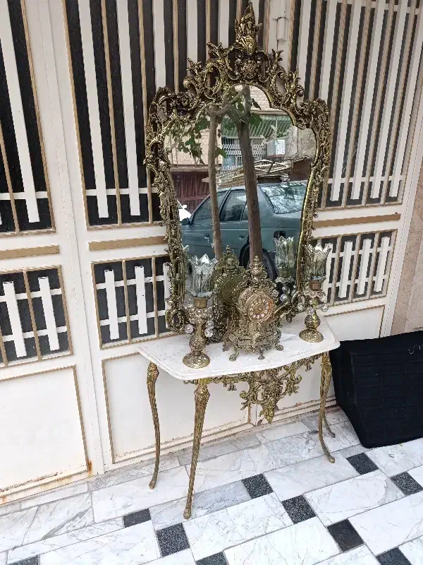 آیینه شمعدان برنز|بوفه، ویترین، کنسول|قم, نیروگاه|دیوار