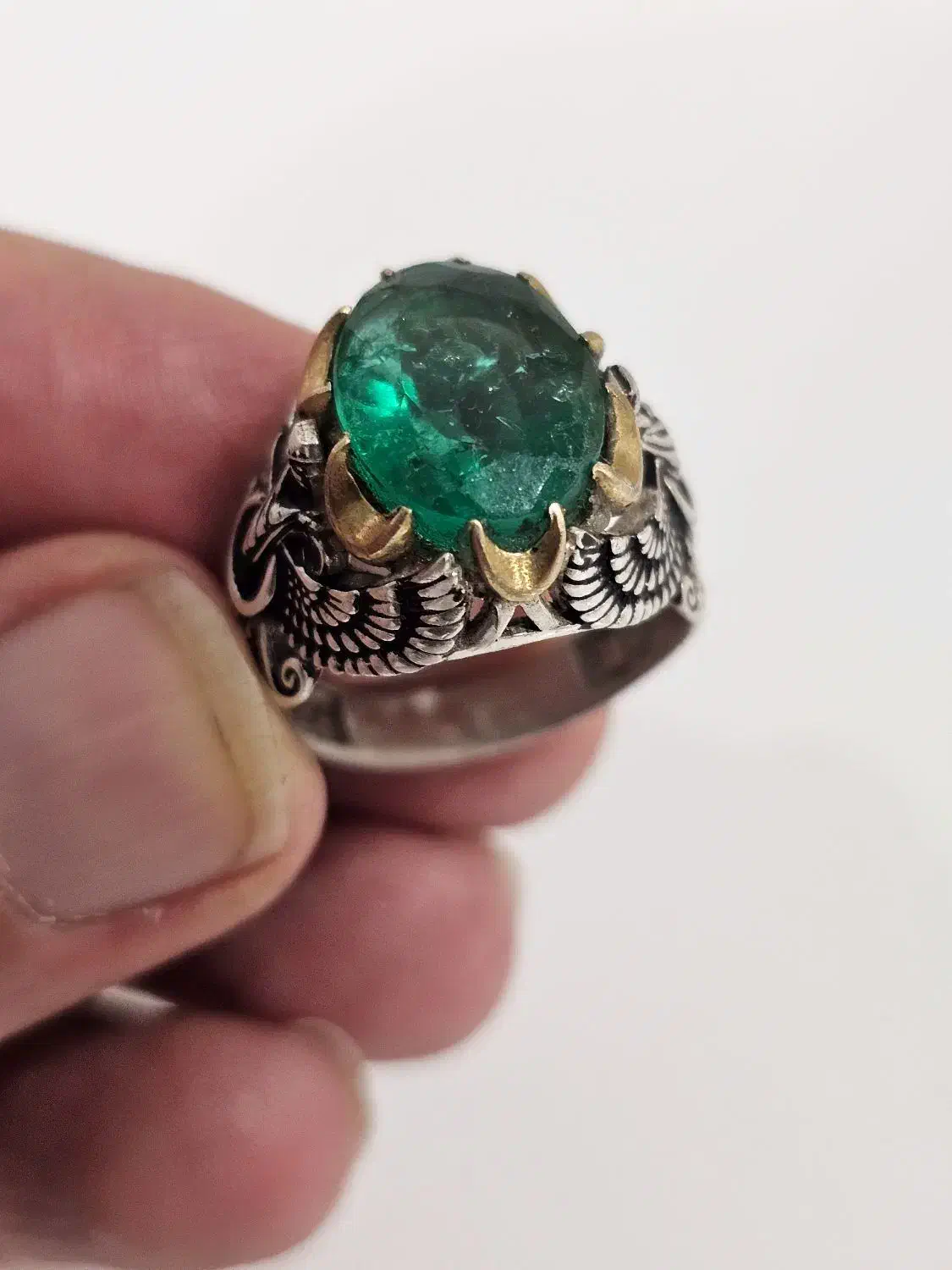 انگشتر نقره 925 زمرد برزیلی|جواهرات|اندیشه, اندیشه فاز ۳|دیوار